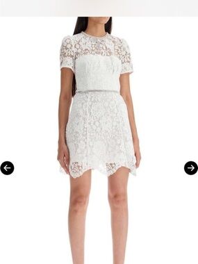 Self-Portrait White Floral Lace Short Dress